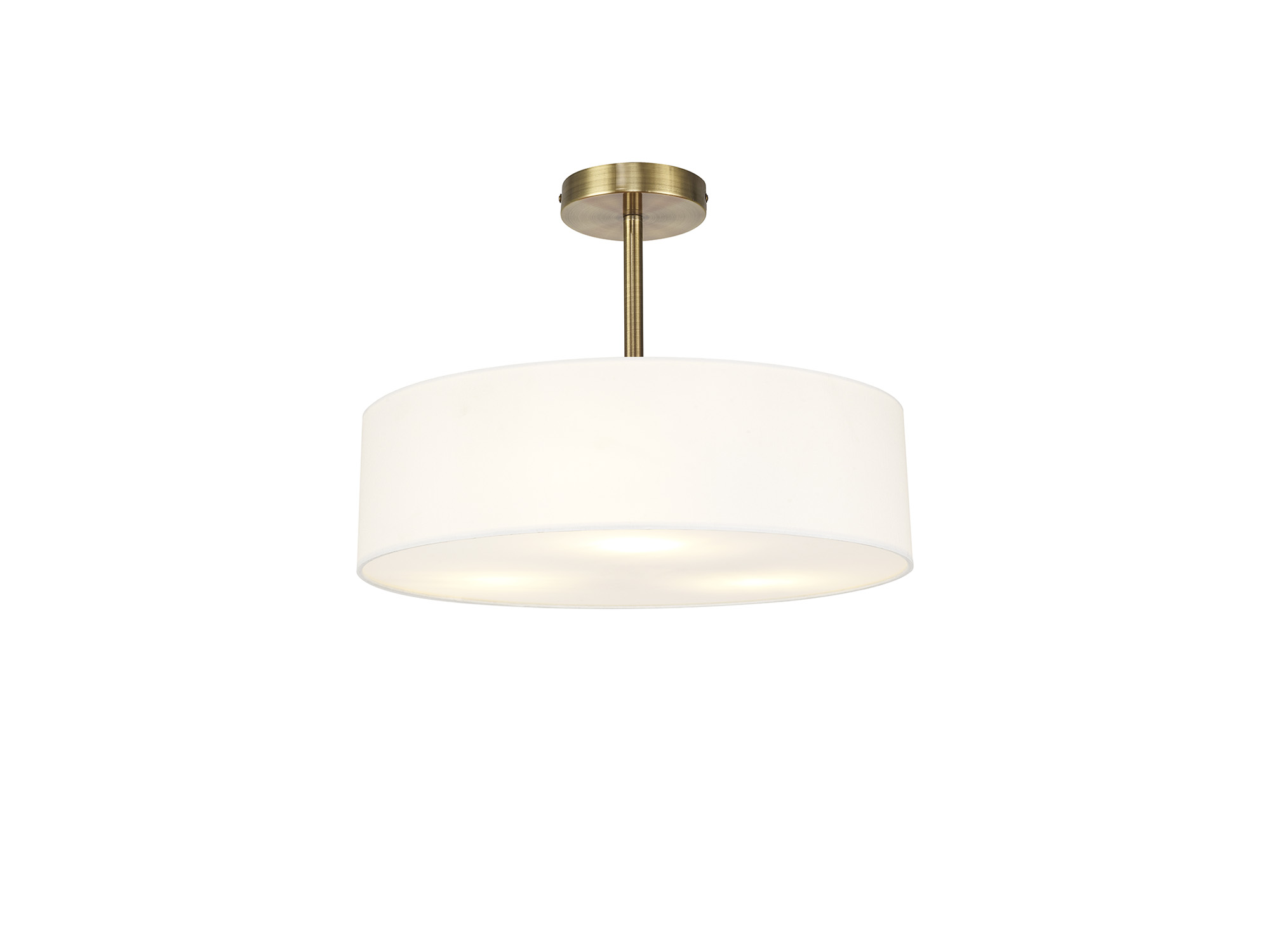 DK0745  Baymont 45cm Semi Flush 5 Light Antique Brass, White